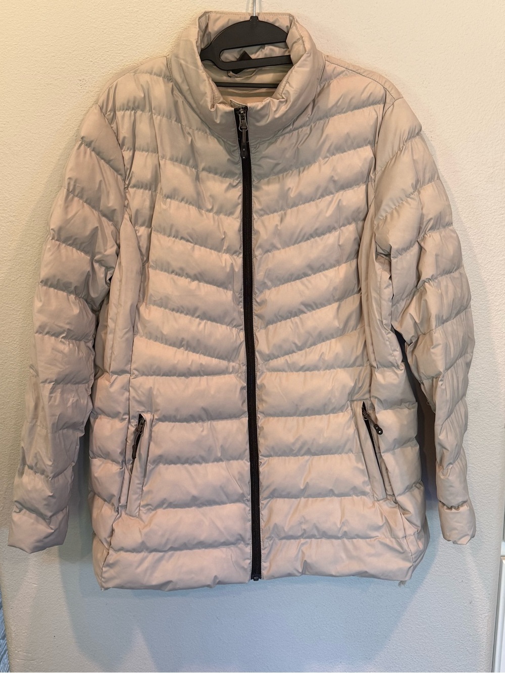 32 Degrees Heat Women's XL Hooded Lightweight Quilted Zip Puffer Jacket Beige